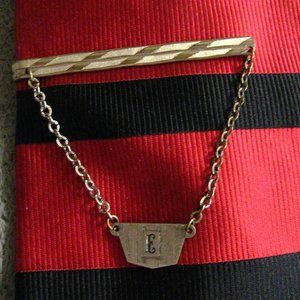 👔 Art Deco Vintage 1940's  "E"  Initial Tie Clip